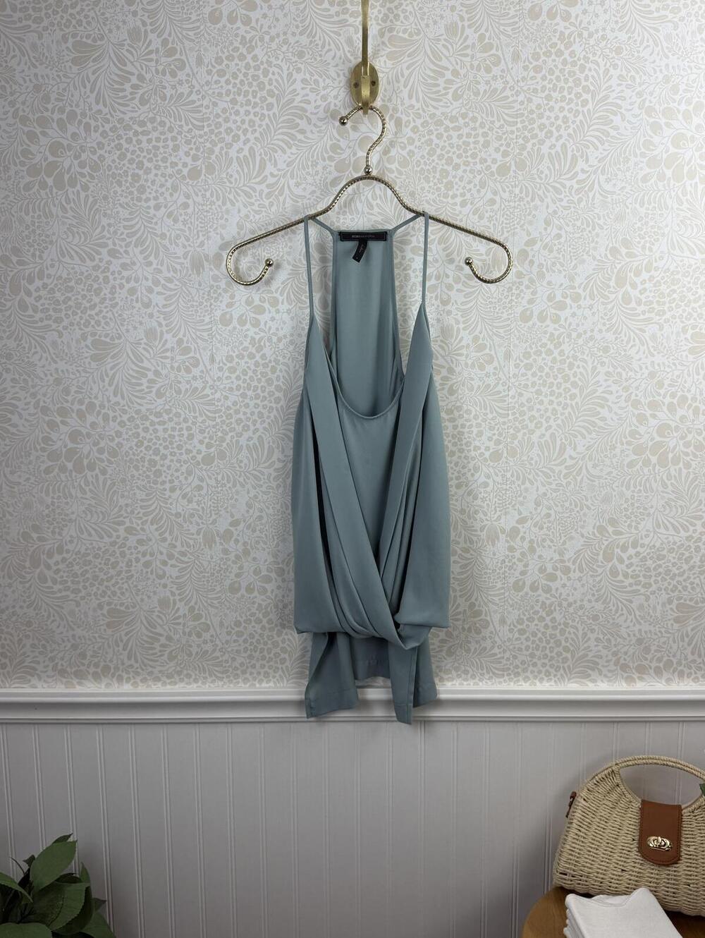 BCBGMAXAZRIA Light Blue Draped Sleeveless Halter Top - Size - Medium